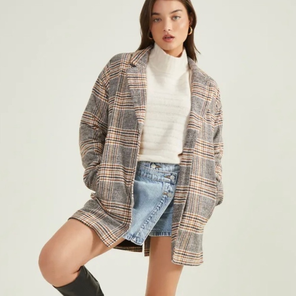 Altar’d State XS Emmy Plaid Collared Coat Blazer Shacket ~ Academia Y2K 90’s